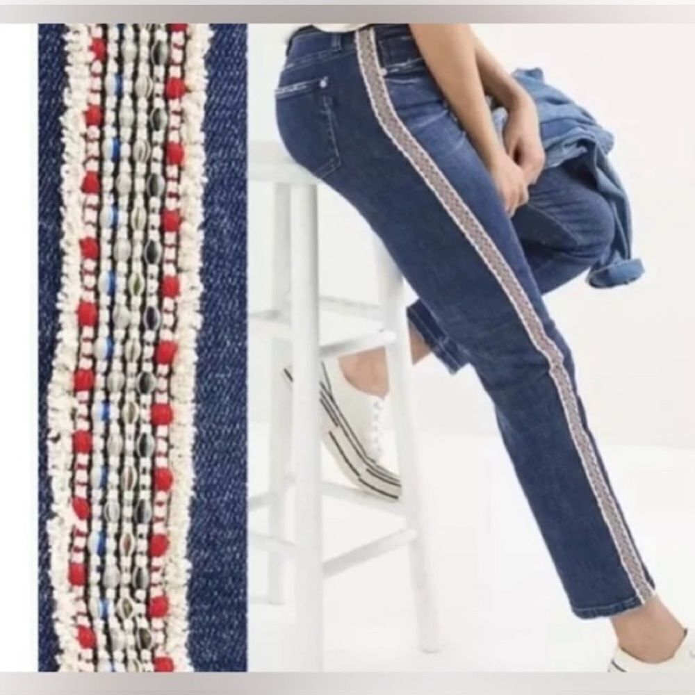 ANTHROPOLOGIE PILCRO slim boyfriend, crop with side stitching 27 - Picture 2 of 8